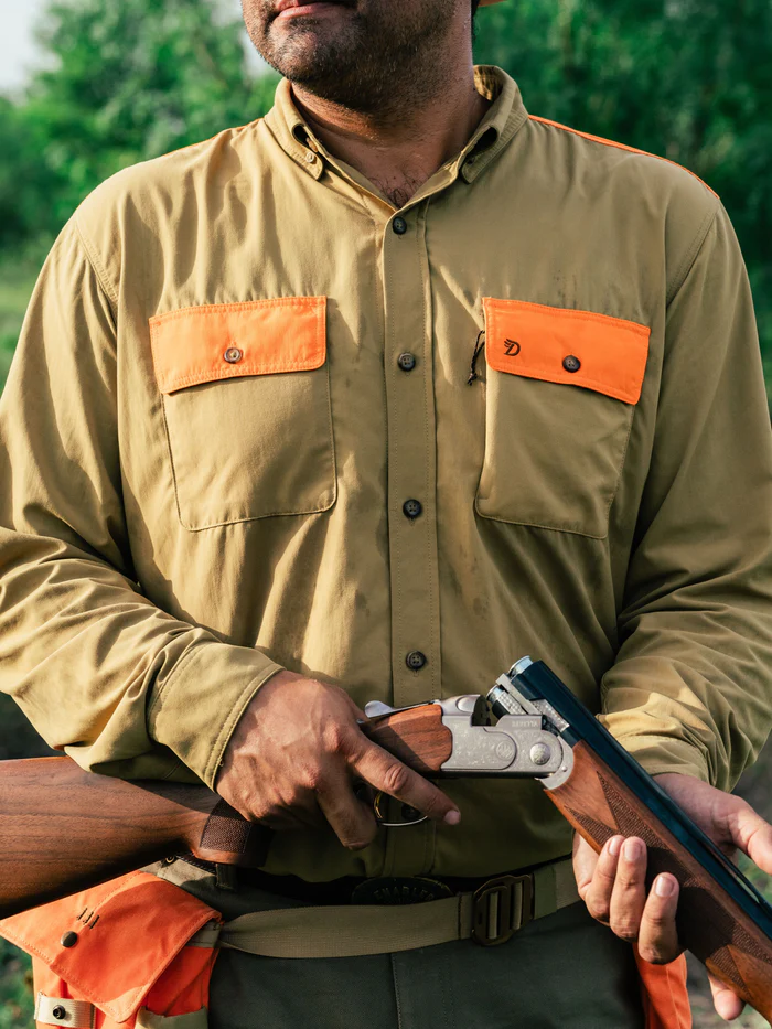 Lightweight Hunting Long Sleeve Shirt- Wheat/Blaze