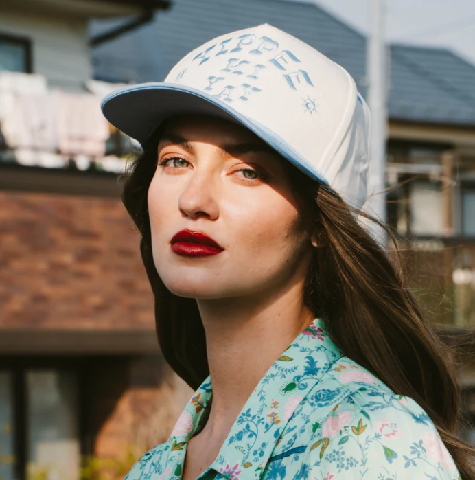 Yippee Ki Yay Hat- Cream/Light Blue