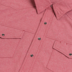 Relaxed Pearl Snap Long Sleeve Shirt- Crimson