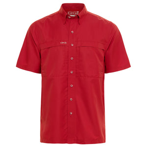 Relaxed MicroFiber Short Sleeve Shirt- Crimson