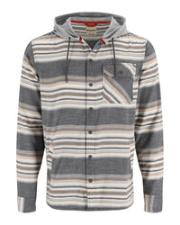 Santee Flannel Hoody- Black/Slate Blanket Stripe