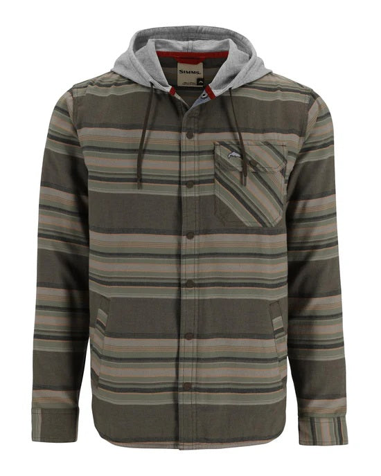 Santee Flannel Hoody- Hickory/Dolomite Blanket Stripe