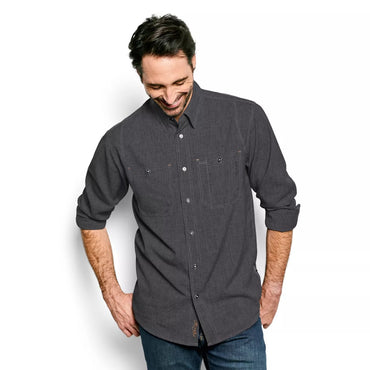 Tech Chambray Long Sleeve Work Shirt- Black