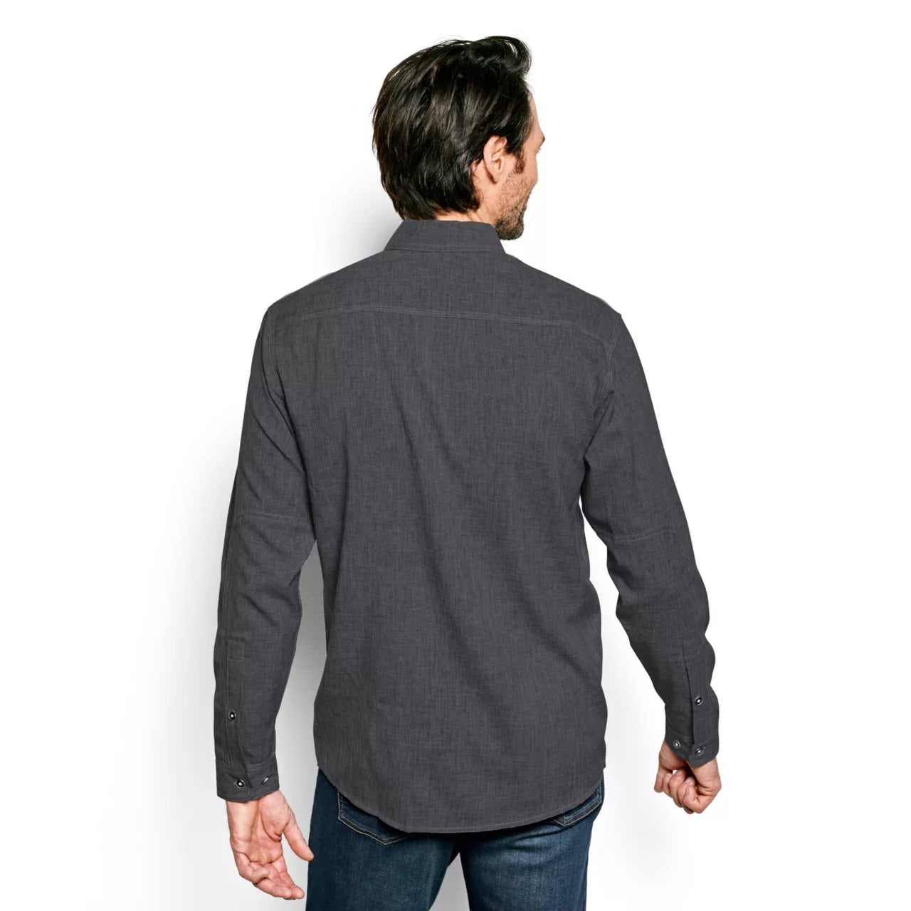 Tech Chambray Long Sleeve Work Shirt- Black