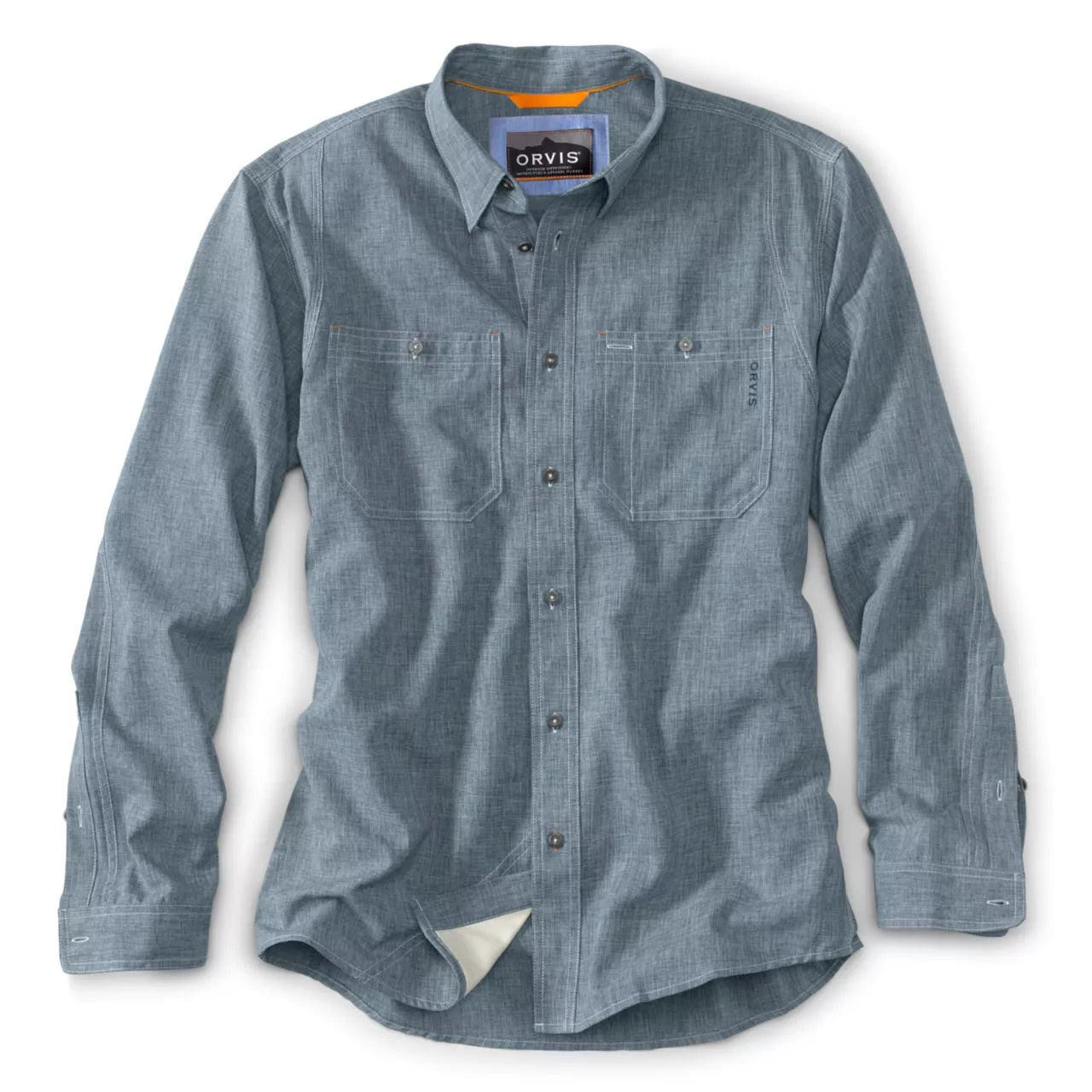 Tech Chambray Long Sleeve Work Shirt- Blue Chambray