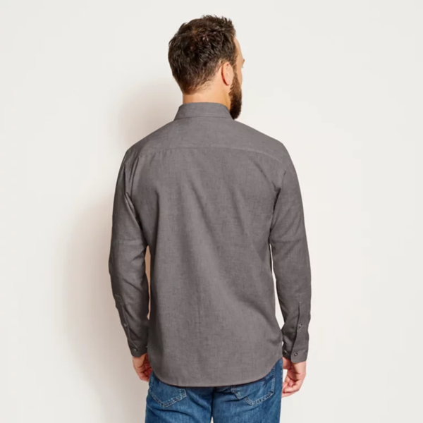 Tech Chambray Long Sleeve Work Shirt- Dark Charcoal