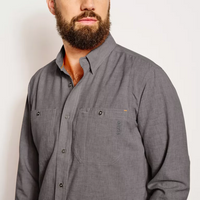 Tech Chambray Long Sleeve Work Shirt- Dark Charcoal