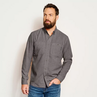 Tech Chambray Long Sleeve Work Shirt- Dark Charcoal