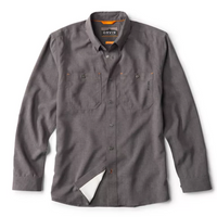 Tech Chambray Long Sleeve Work Shirt- Dark Charcoal