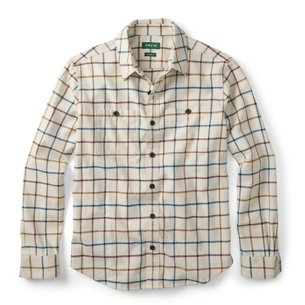 Perfect Flannel Long Sleeve Shirt- Snow/ Raisin Plaid