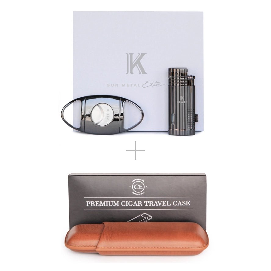 Accessory Bundle- Cigar Cutter, Torch Lighter, Travel Case