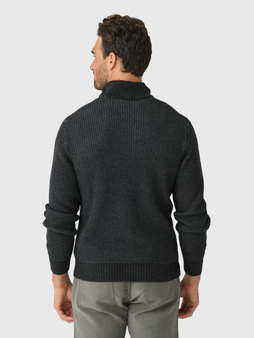 Quarter Button Sweater- Graphite Night