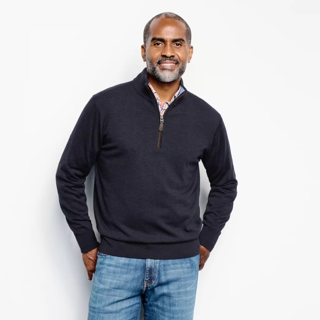 Merino Quarter Zip Sweater 2.0- Navy