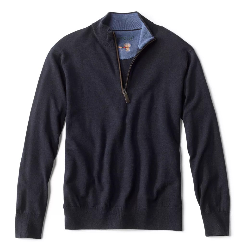 Merino Quarter Zip Sweater 2.0- Navy