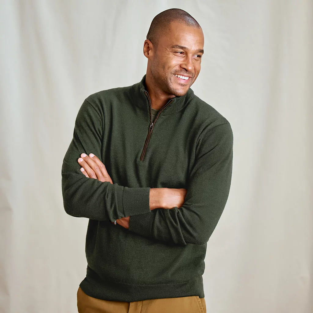 Merino Quarter Zip Sweater 2.0- Ivy