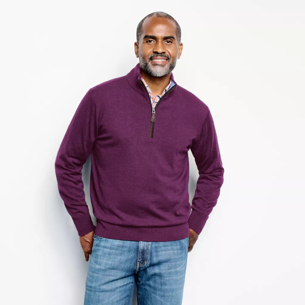 Merino Quarter Zip Sweater 2.0- Raisin