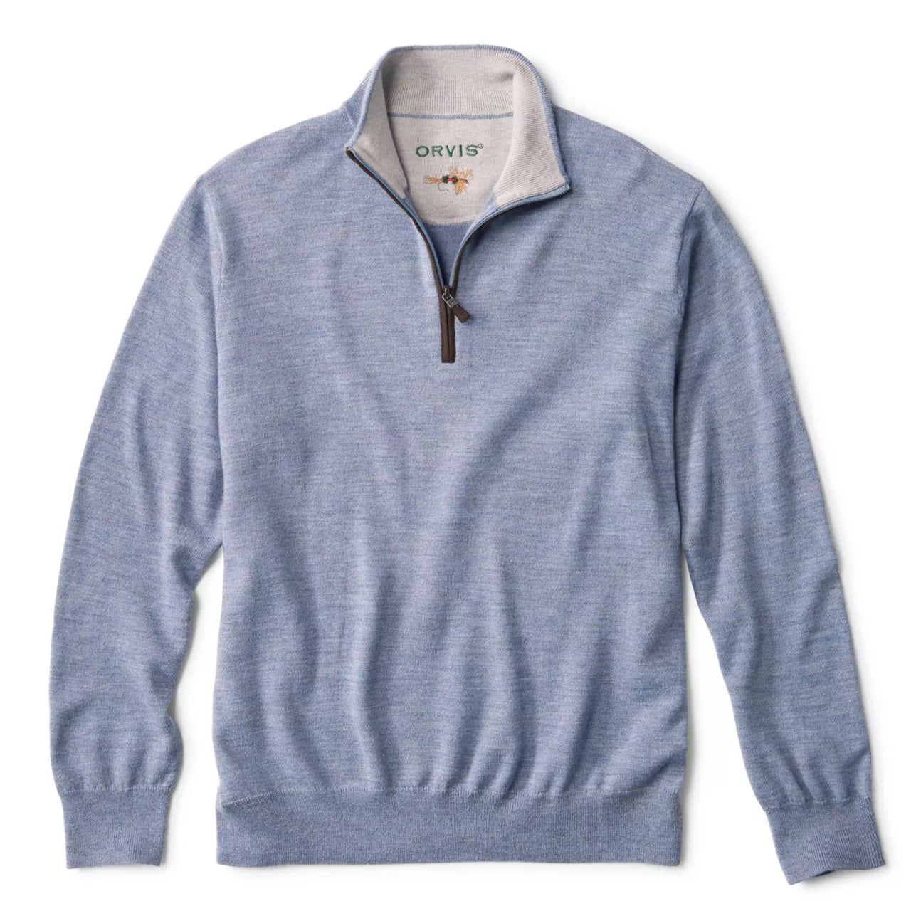 Merino Quarter Zip Sweater 2.0- Blue Fog