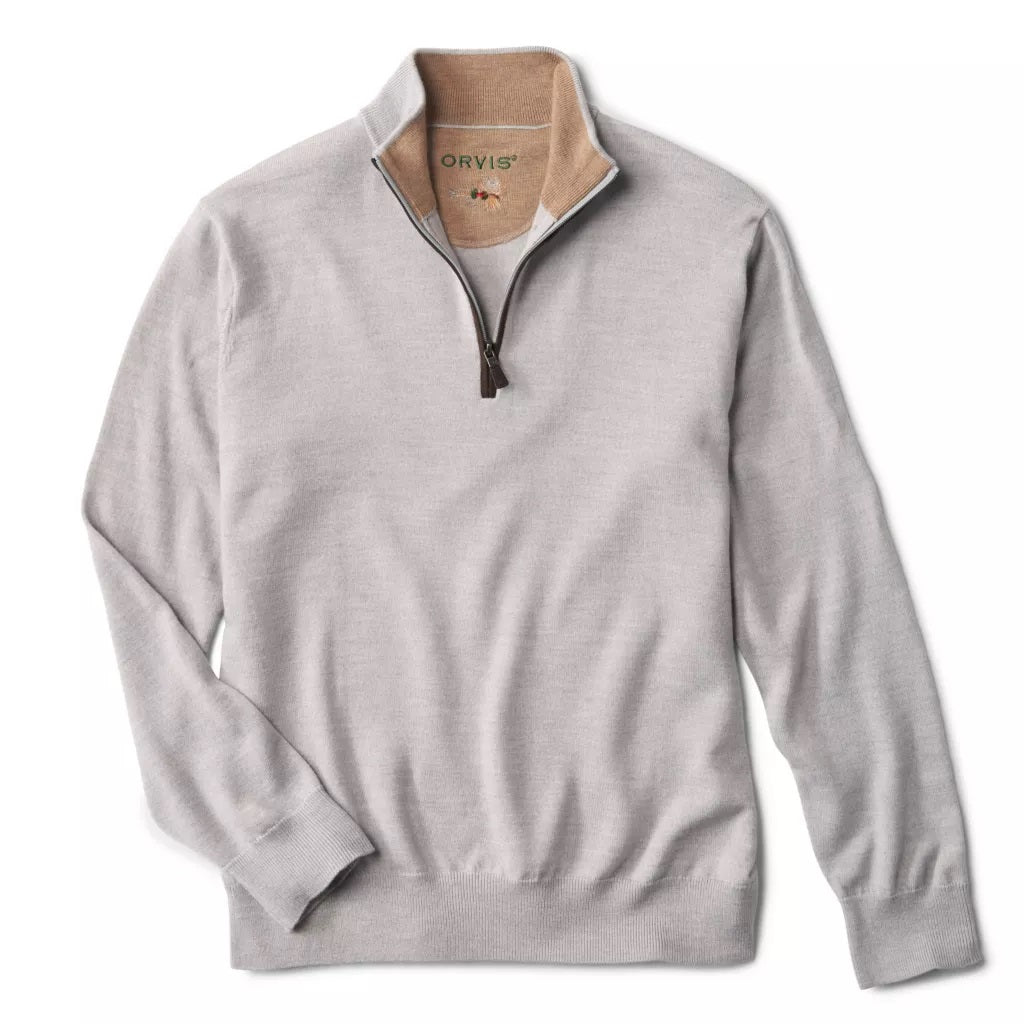 Merino Quarter Zip Sweater 2.0- Light Grey