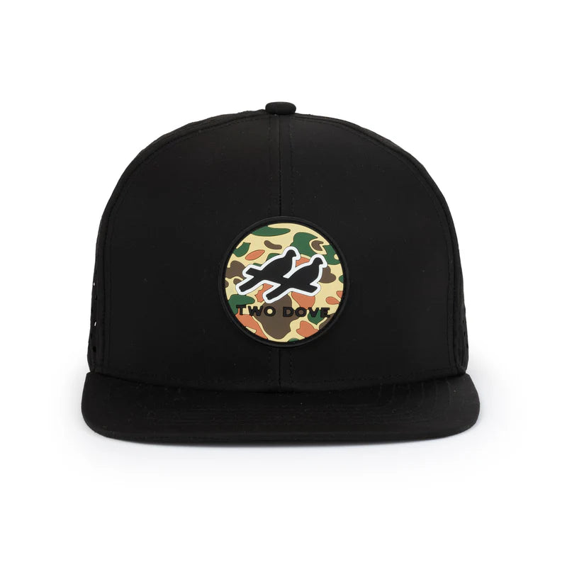 PVC Camo Perforated Nylon Trucker - Black