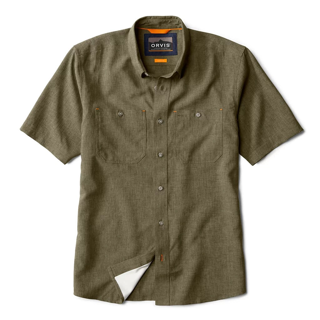 Tech Chambray Short Sleeve Work Shirt- Deep Tarragon