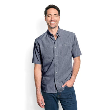 Tech Chambray Short Sleeve Work Shirt- Blue Chambray