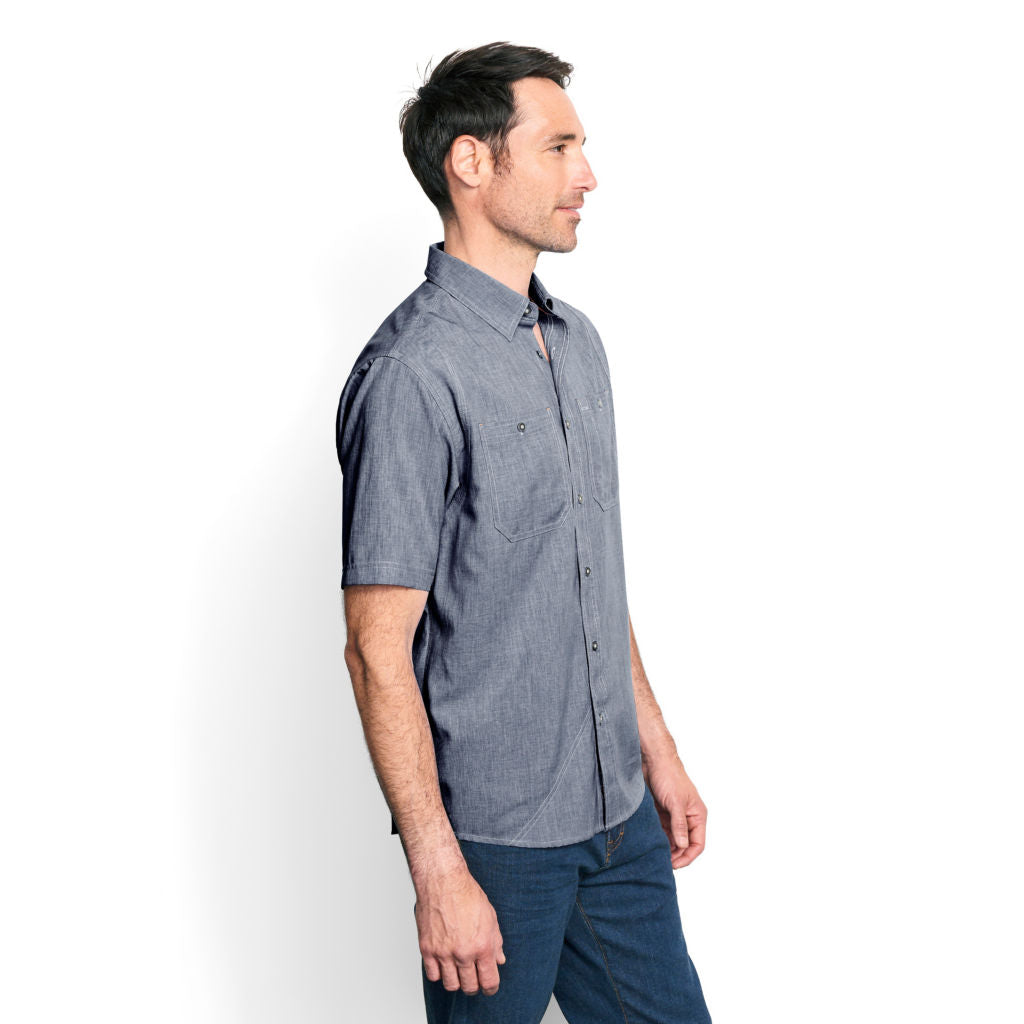 Tech Chambray Short Sleeve Work Shirt- Blue Chambray