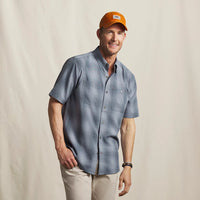 Tech Chambray Short Sleeve Work Shirt- Blue Haze / True Navy Plaid