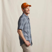 Tech Chambray Short Sleeve Work Shirt- Blue Haze / True Navy Plaid