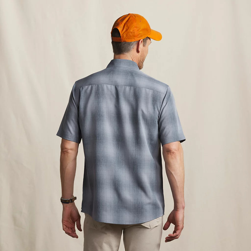 Tech Chambray Short Sleeve Work Shirt- Blue Haze / True Navy Plaid