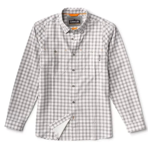 Tech Chambray Plaid Long Sleeve Shirt- Black