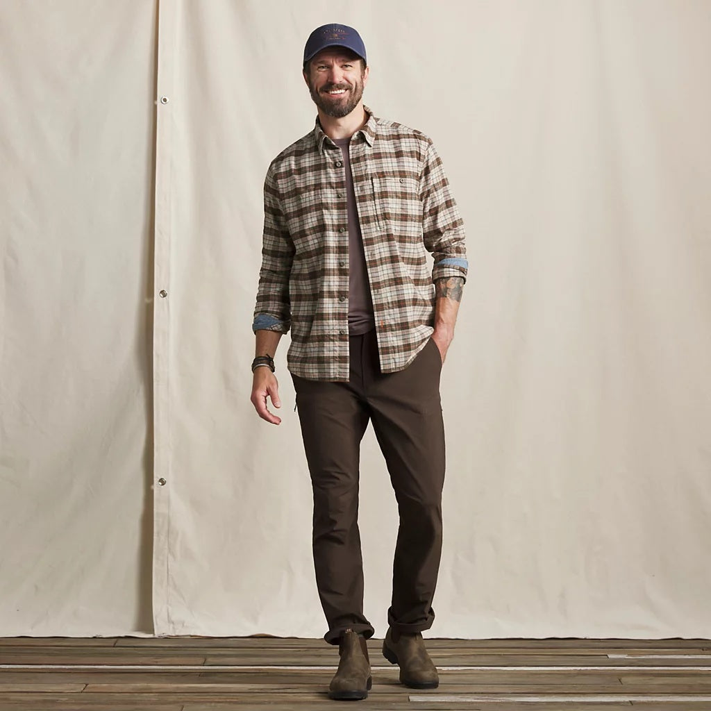 Flat Creek Tech Flannel- Mushroom/Ember Plaid