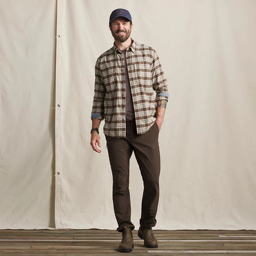 Flat Creek Tech Flannel- Mushroom/Ember Plaid