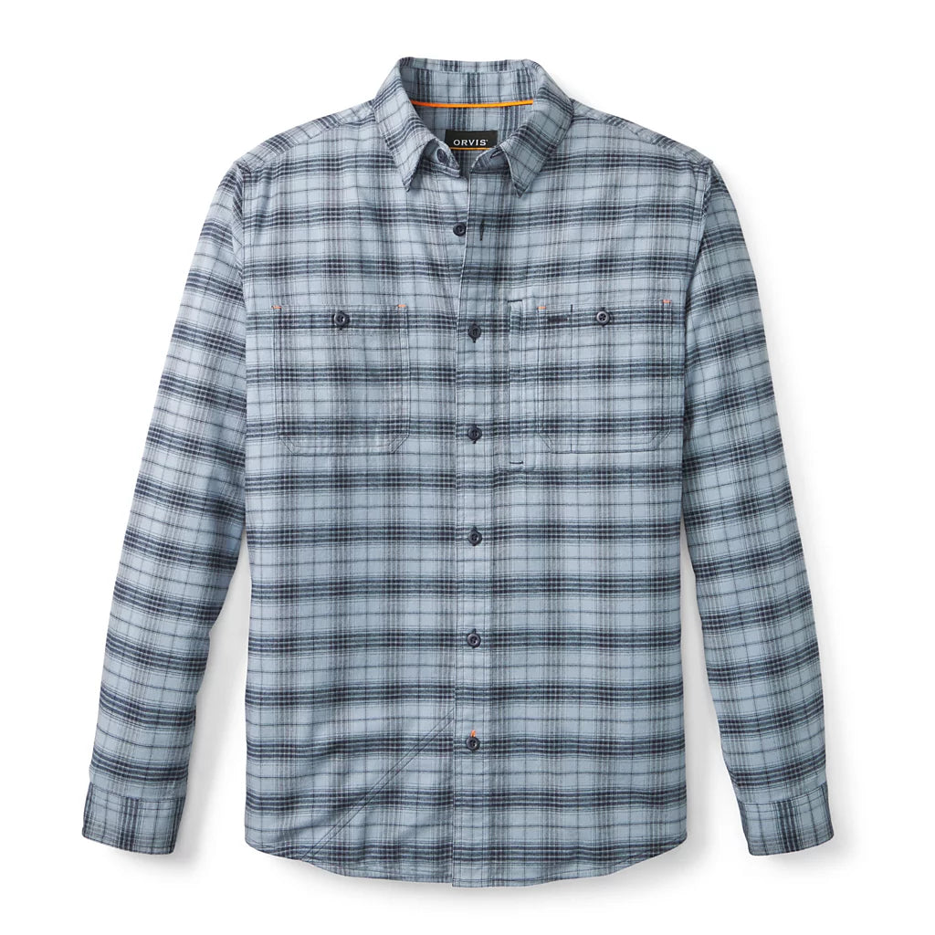 Flat Creek Tech Flannel- Pewter Blue/Navy Plaid
