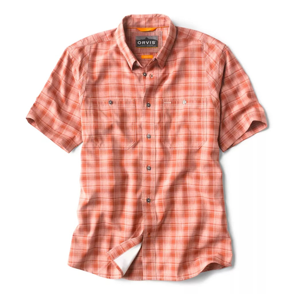 Tech Chambray Short Sleeve Plaid Work Shirt- Sedona