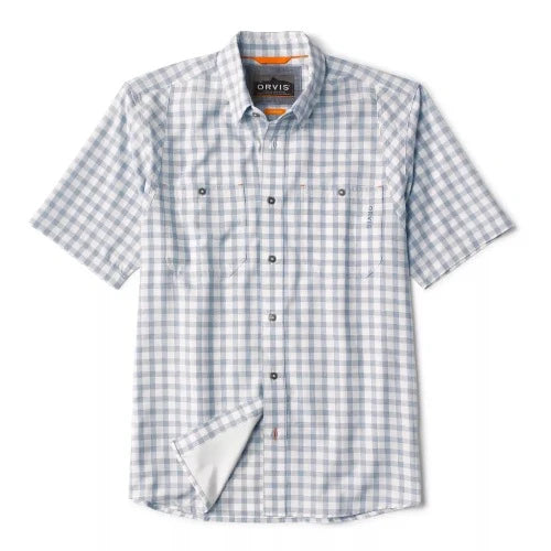 Tech Chambray Short Sleeve Plaid Work Shirt - Dusty Blue