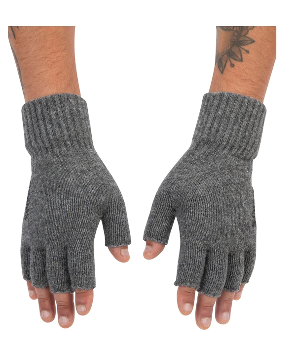 Wool Half Finger Mitt - Steele