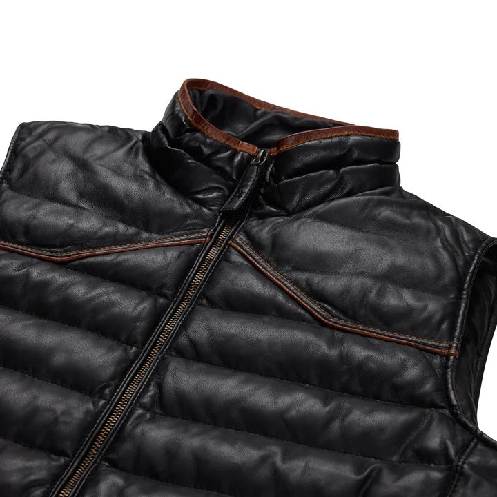 Maverick Leather Vest- Cannon Black