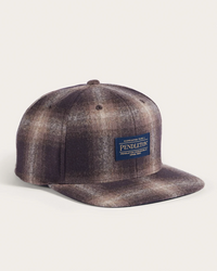 Plaid Flat Brim Hat- Brown Mix Ombre