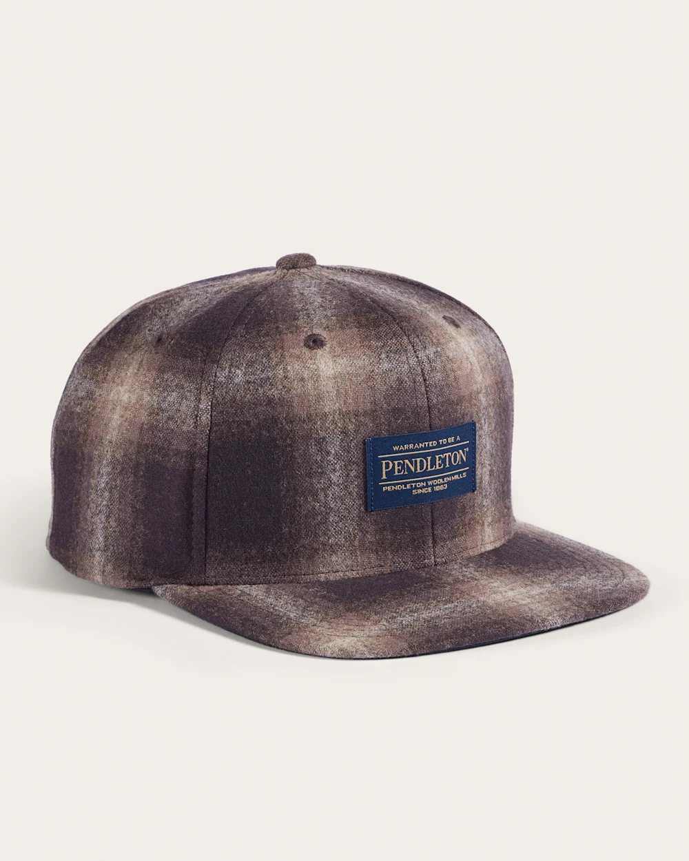 Plaid Flat Brim Hat- Brown Mix Ombre