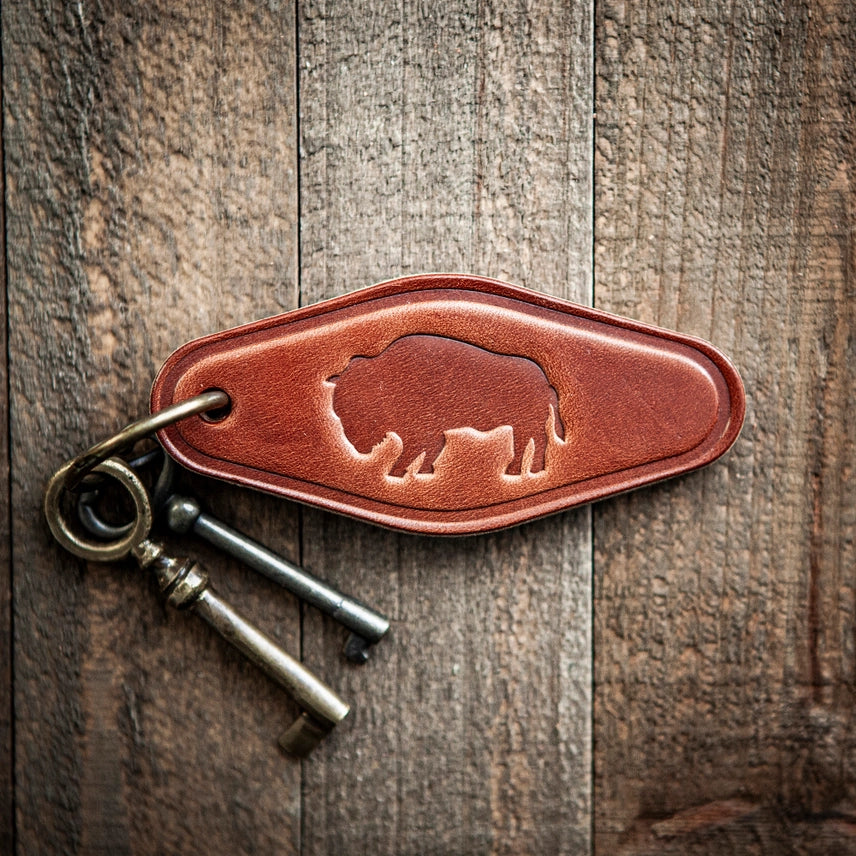 Leather Bison Keychain