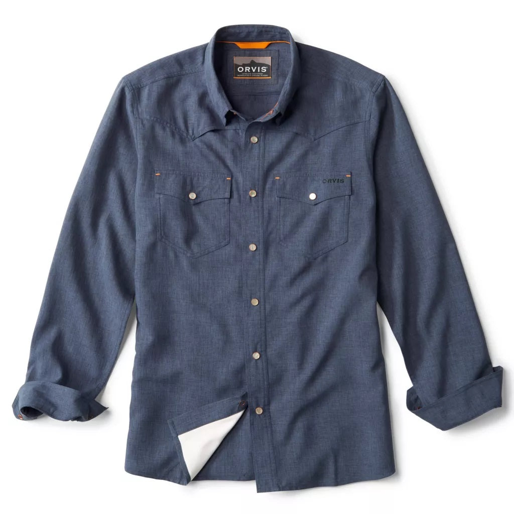 Tech Chambray Western Shirt- True Navy