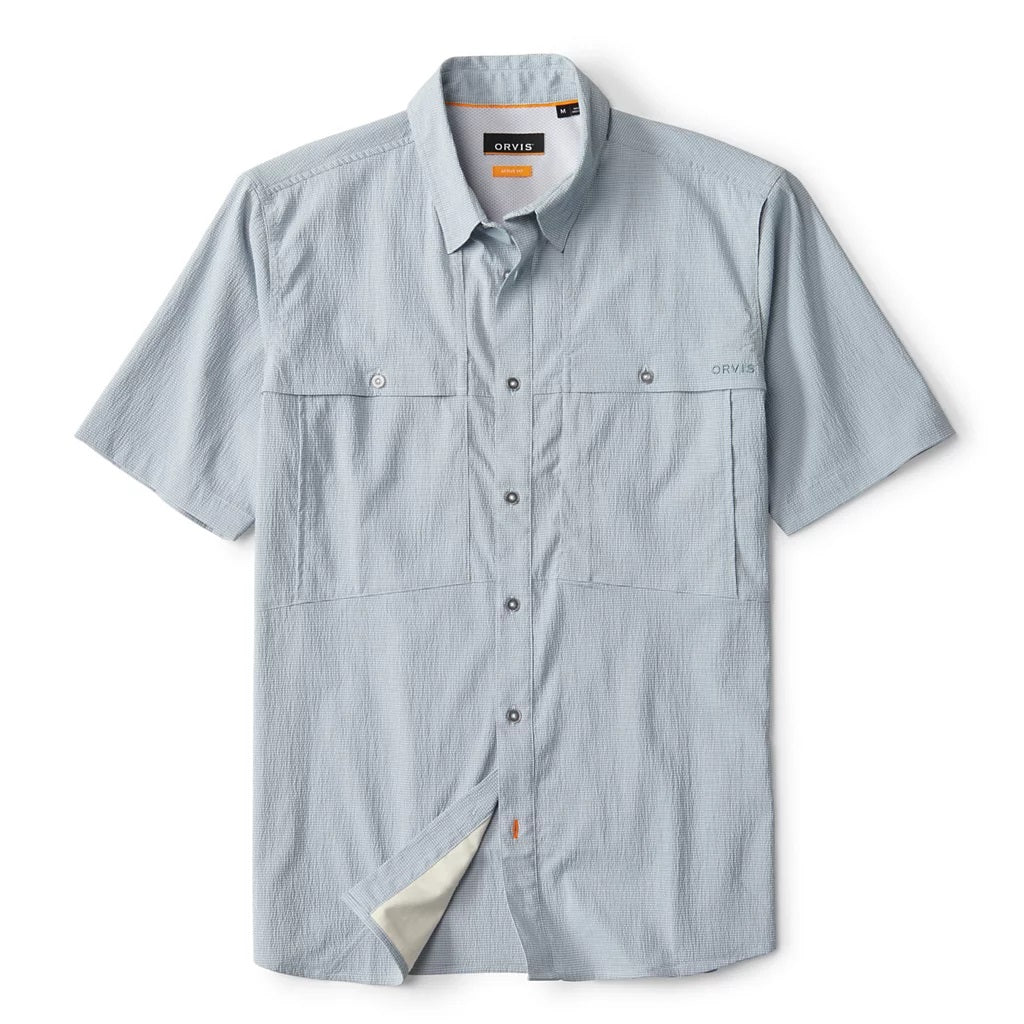 Open Air Caster Short-Sleeve Shirt- Mineral Blue/White
