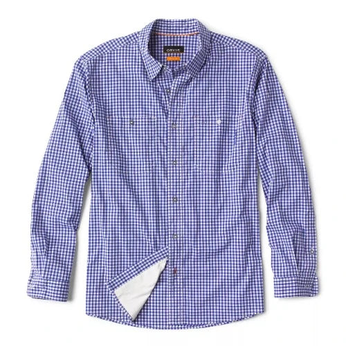 River Guide 2.0 Long Sleeve Shirt- Ocean Blue Gingham