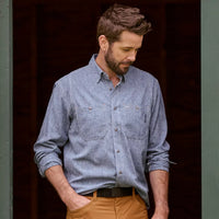 Tech Chambray Long Sleeve Work Shirt- Blue Chambray