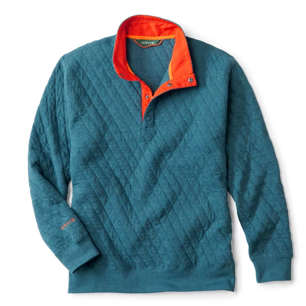 Quilted Snap Sweatshirt- Blue Lagoon