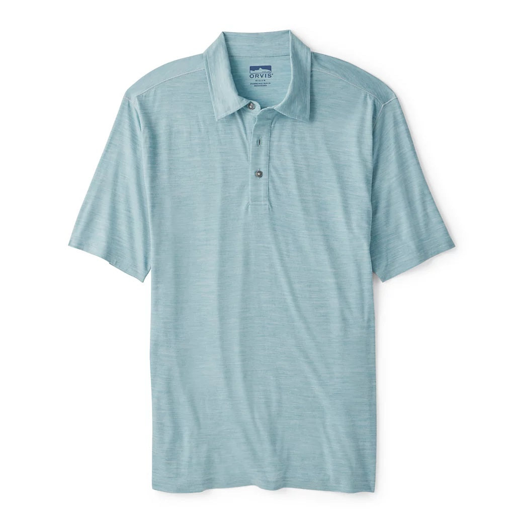 Outbound Merino Polo- Mineral Blue Heather