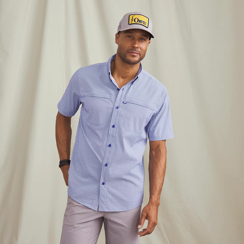 Open Air Caster Short Sleeve Shirt- Ultramarine/White
