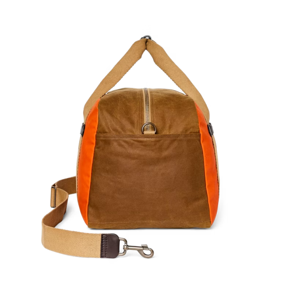 Tin Cloth Medium Duffle Bag - Dark Tan/Flame