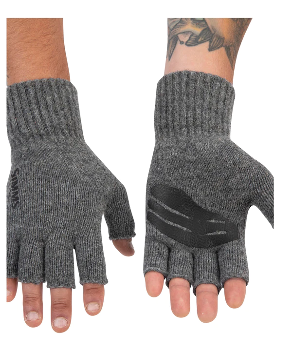 Wool Half Finger Mitt - Steele