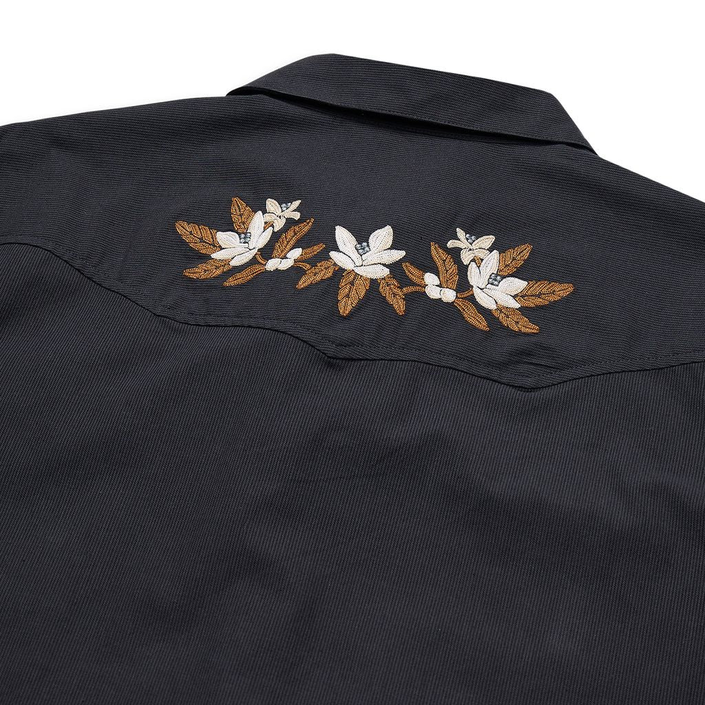 Crosscut Deluxe Long Sleeve Shirt- Orange Blossoms Antique Black